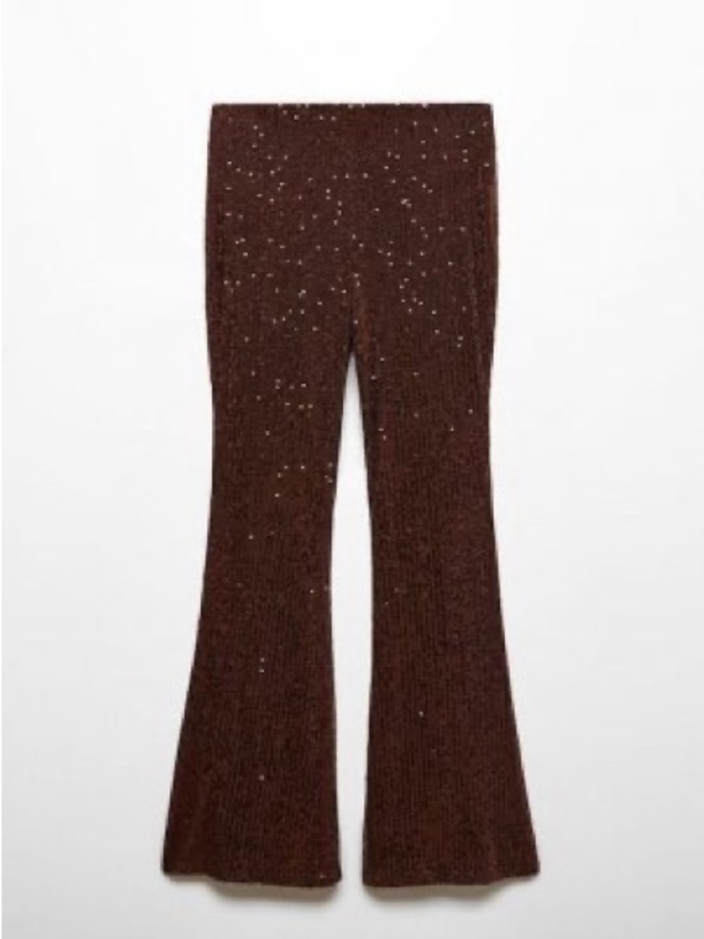 Sequin flared trousers. Cognac